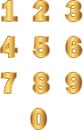 set of decorative numbers from one to zero with a gold gradient Royalty Free Stock Photo